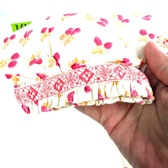 Corneloki Girls 5/6 White Floral Cotton Pants with Ruffle Hem - Picture 5 of 10